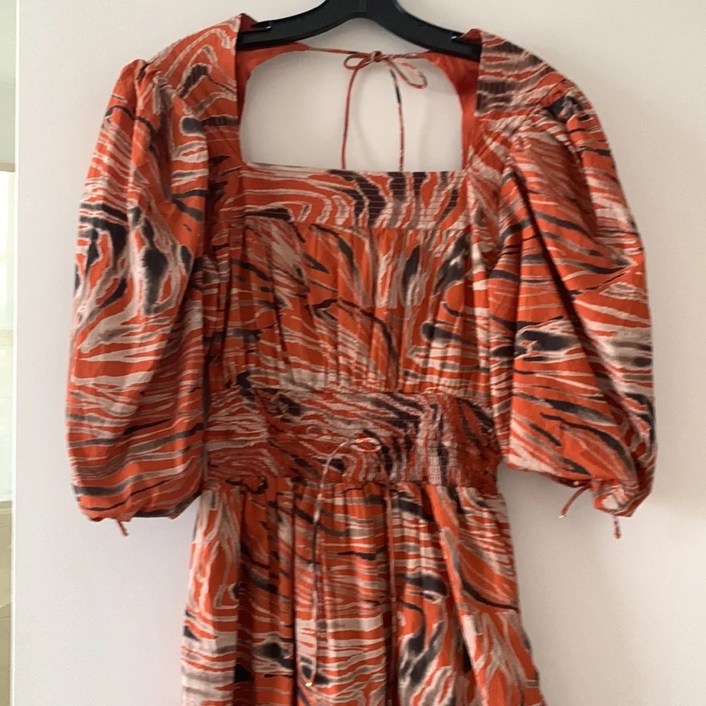 Mini Dress with Orange Marble Print - Picture 2 of 6